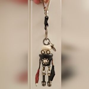 PRADA Black Saffiano Leather And Resin Edward Robot Key And Bag Charm